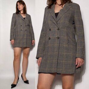 Zara Light Academia Plaid Double Breasted Blazer Dress -- Small to Medium